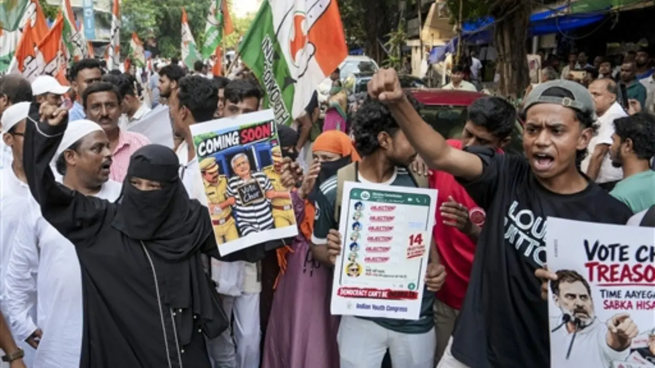 West Bengal Pradesh Youth Congress members stage a protest rally demanding the resignation of Chief Election Commissioner Gyanesh Kumar, in Kolkata West Bengal Pradesh Youth Congress members stage a protest rally demanding the resignation of Chief Election Commissioner Gyanesh Kumar, in Kolkata