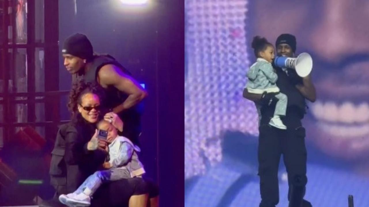 ASAP Rocky brought Rihanna and their three-year-old son Riot Rose onstage during his concert. As Rihanna held and kissed Riot, Rocky handed their son the microphone, giving him a moment in the spotlight as he confidently greeted the cheering crowd before handing it back. Read more!