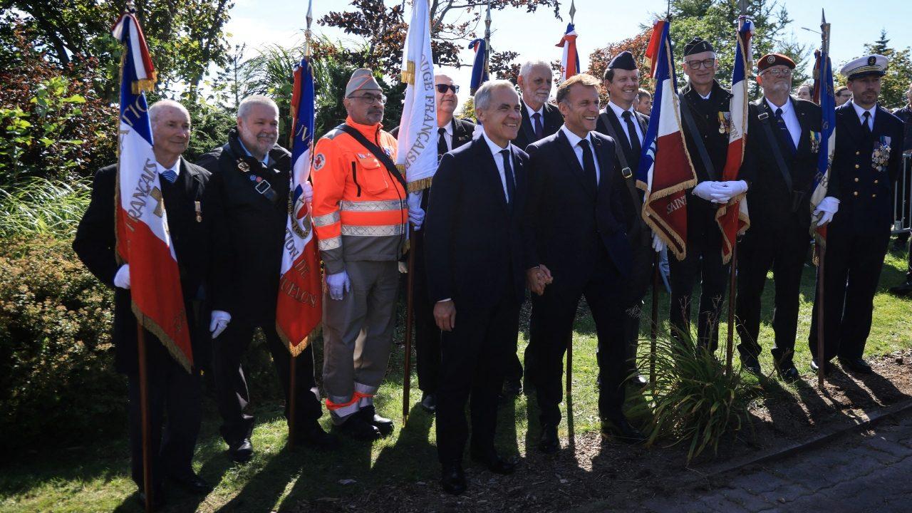 "Only a few kilometres separate Canada and France at their closest point. Our values are even closer," Carney said in French. "Only a few kilometres separate Canada and France at their closest point. Our values are even closer," Carney said in French.