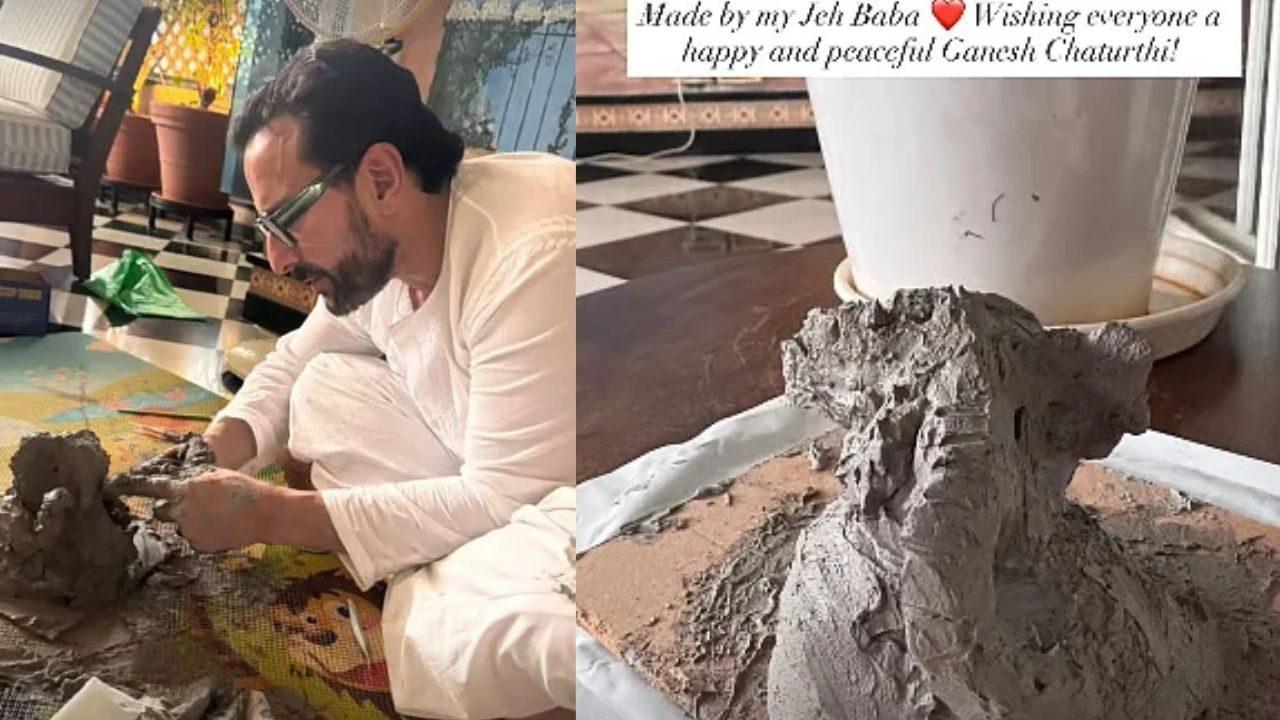 Kareena Kapoor Khan celebrated Ganesh Chaturthi by sharing glimpses of the Ganpati idols made by her husband Saif Ali Khan and son Jeh. Sharing Jeh’s creation, she wrote, “Made by my Jeh Baba. Wishing everyone a happy and peaceful Ganesh Chaturthi.” Kareena Kapoor Khan celebrated Ganesh Chaturthi by sharing glimpses of the Ganpati idols made by her husband Saif Ali Khan and son Jeh. Sharing Jeh’s creation, she wrote, “Made by my Jeh Baba. Wishing everyone a happy and peaceful Ganesh Chaturthi.”