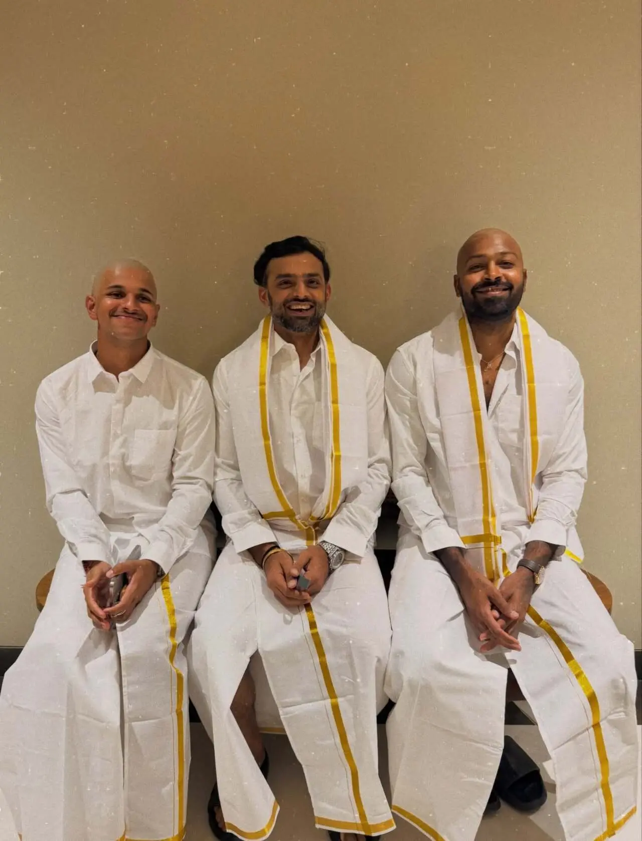 Hardik Pandya surely enjoys culture. The made dons a mundu with his boys Hardik Pandya surely enjoys culture. The made dons a mundu with his boys