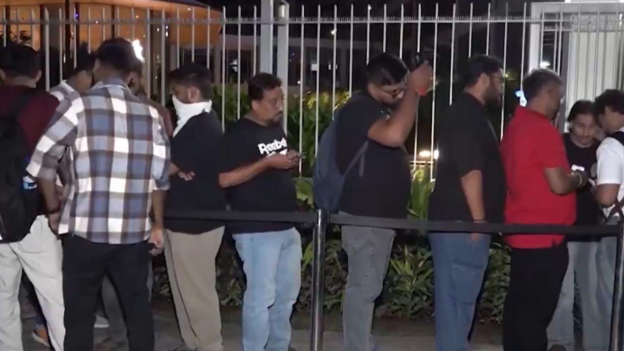 Customers began arriving outside the store late Thursday night, with several enthusiasts waiting for hours to be among the first to get their hands on the latest flagship devices