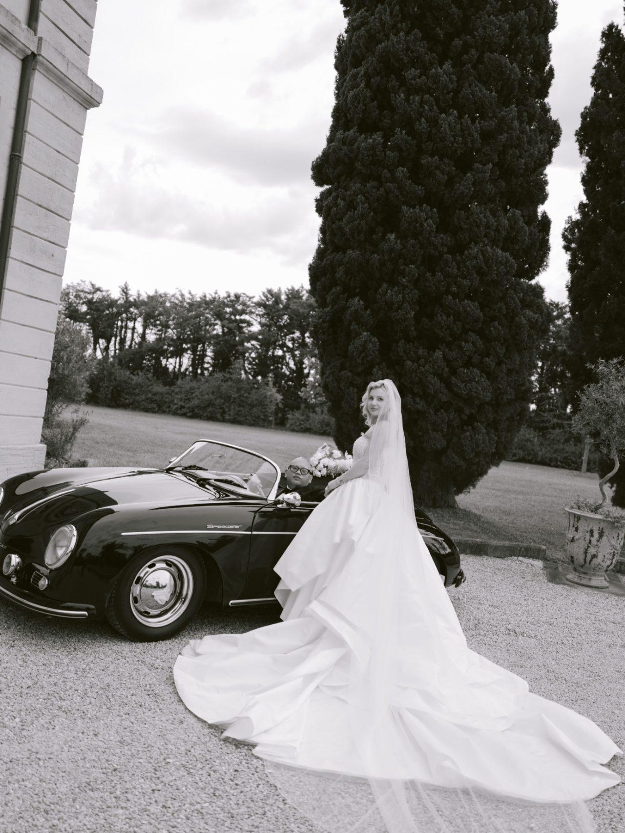 For the ceremony, the bride wore a strapless corset wedding gown by Galia Lahav, later changing into a long-sleeved lace dress by the same designer. For the ceremony, the bride wore a strapless corset wedding gown by Galia Lahav, later changing into a long-sleeved lace dress by the same designer.