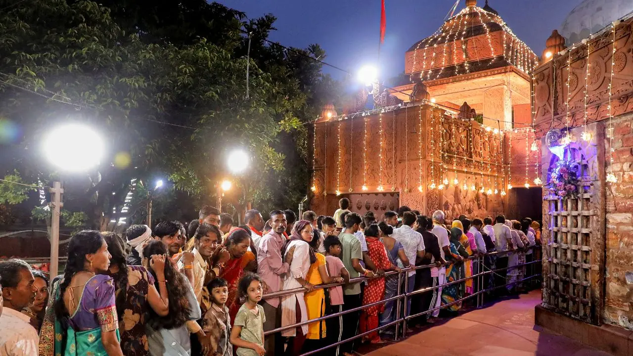 Janmashtami 2026: Fervour grips temples across India as devotees join celebrations Mathura: People wait in a queue during a visit to Shri Krishna Janmasthan temple on the 'Janmashtami' festival, in Mathura, Uttar Pradesh.(PIC/PTI)