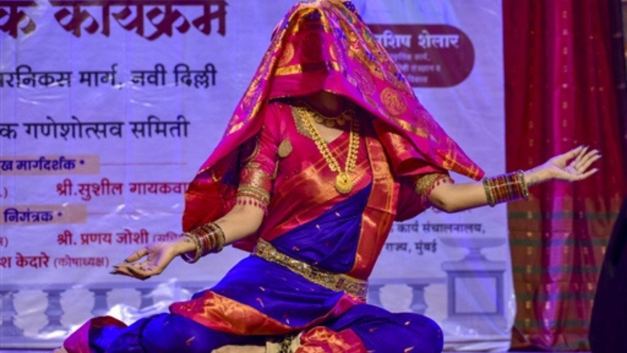 Artists perform Lavani during a Ganeshotsav programme in New Delhi, highlighting Maharashtra’s rich folk and cultural heritage