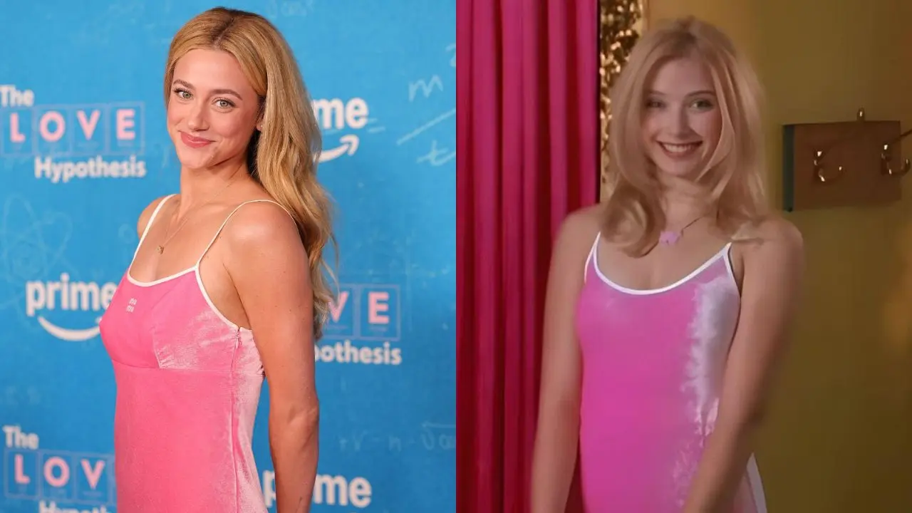 My Date with the President’s Daughter: Lili’s custom Miu Miu pink velvet look was inspired by Elisabeth Harnois’ dress from the 1998 Disney Channel movie