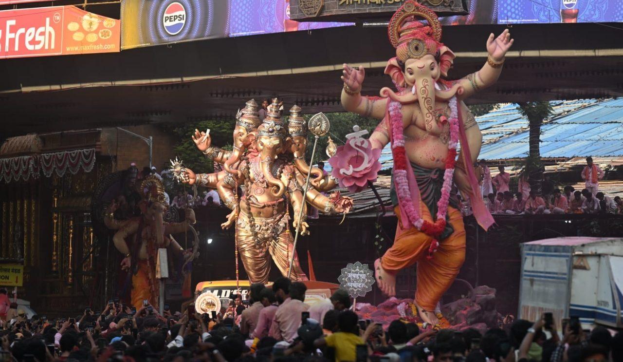 Elaborate decorations drew crowds wherever the processions passed