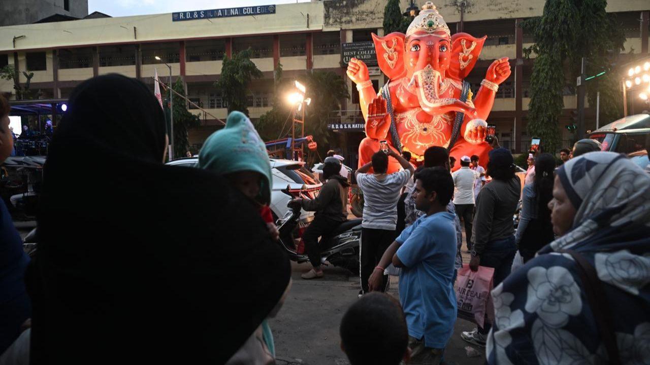 Members of the mandal take part in their Ganapati arrival procession held on Sunday Members of the mandal take part in their Ganapati arrival procession held on Sunday