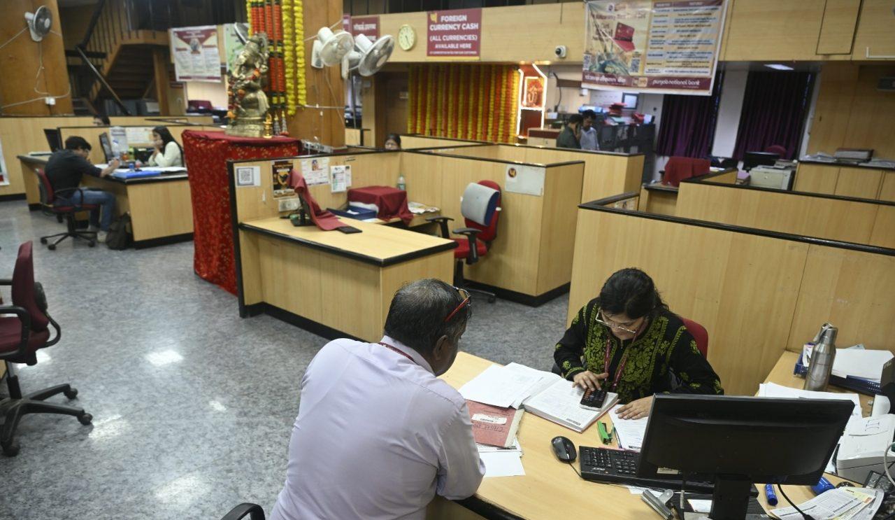 A Punjab National Bank branch in Fort, Mumbai, was among the public sector bank branches open on Sunday as part of the special arrangement