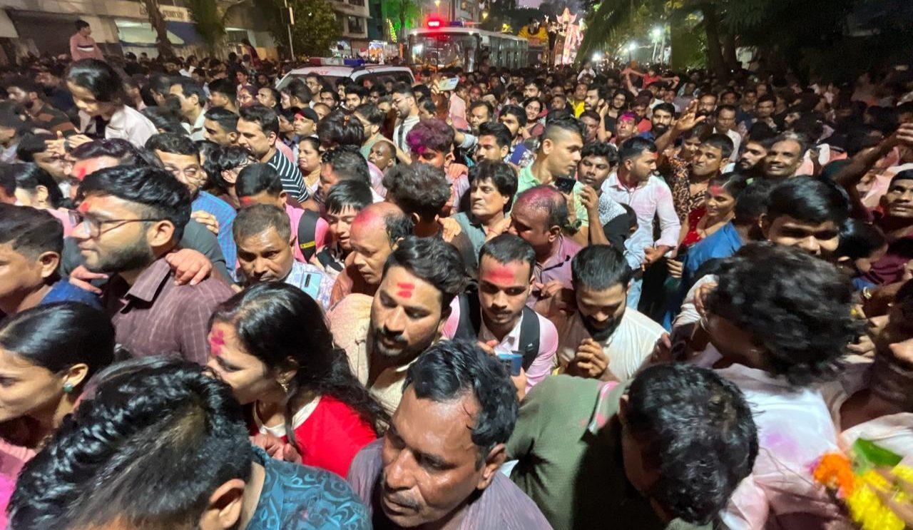 Large crowds gathered along several routes as devotees accompanied Ganesh idols towards immersion points across the city Large crowds gathered along several routes as devotees accompanied Ganesh idols towards immersion points across the city