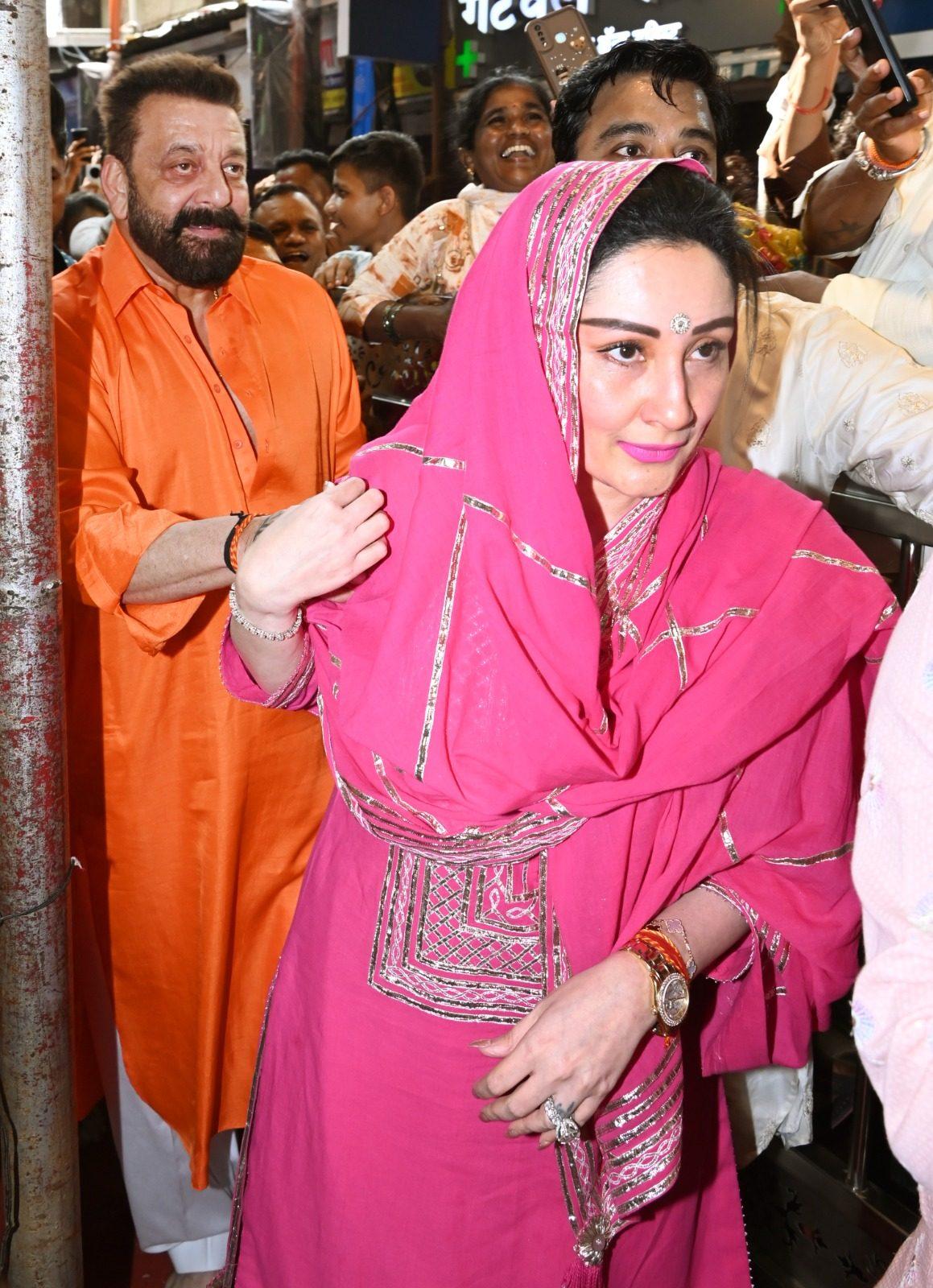 On the eighth day of the Ganesh Festival, Sanjay Dutt visited the Lalbaugcha Raja pandal to seek Bappa's blessings with his wife, Maanayata Dut