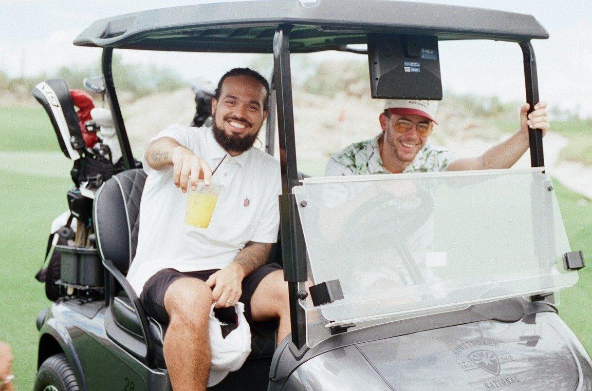 Nick Jonas was seen arriving at the golf course with a cheerful smile, looking happy as he kicked off his celebration. Nick Jonas was seen arriving at the golf course with a cheerful smile, looking happy as he kicked off his celebration.