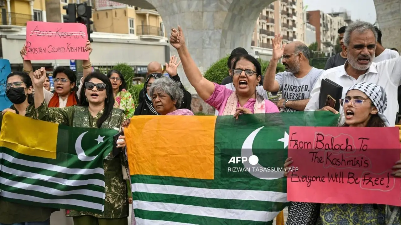 PoK unrest: Targeted killings, disappearances deepen crisis as protests continue Women's rights activists shout slogans during a protest in Karachi on August 1, 2026 following unrest during the first phase of polling for the local legislature in Pakistan-administered Kashmir. Pic/AFP