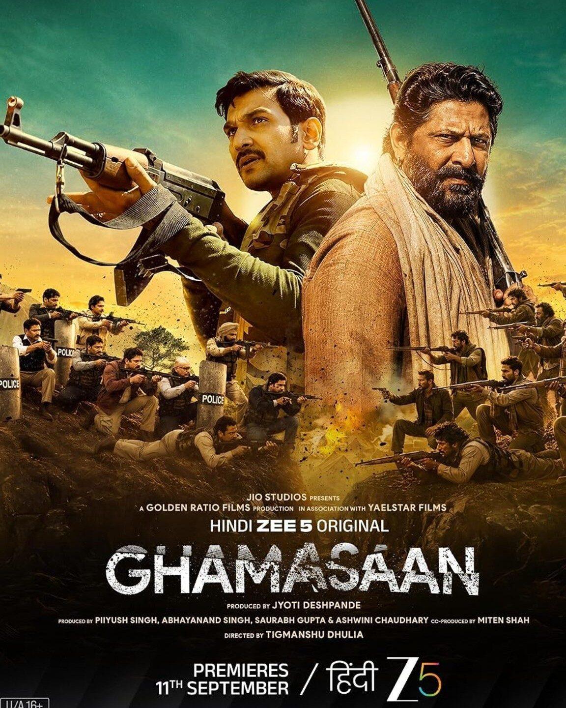 Ghamasaan (September 11, Zee5): Directed by Tigmanshu Dhulia, Ghamasaan is a gritty political crime thriller set in the rugged terrain of Bundelkhand. The story focuses on a tense cat-and-mouse game between Maharaj (Arshad Warsi), an elusive dacoit leader, and Aditya (Pratik Gandhi), a Special Task Force officer assigned to capture him.