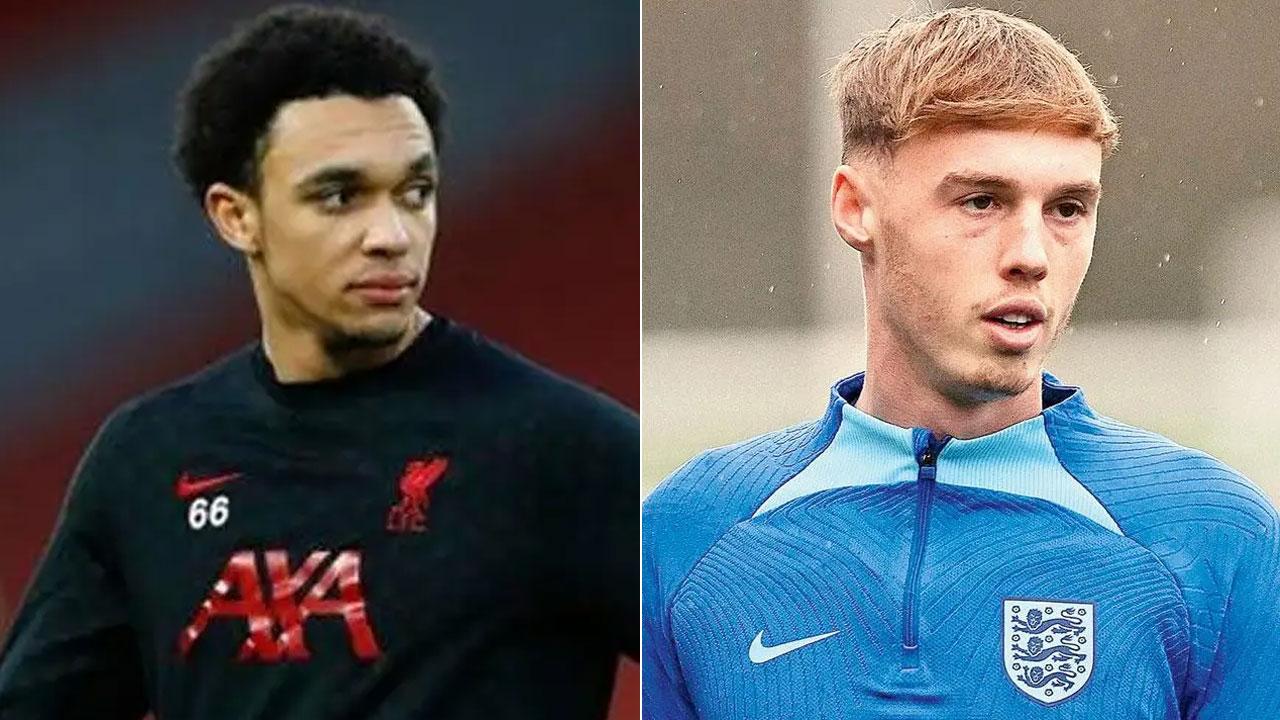 Trent Alexander-Arnold and Cole Palmer. Pics/AFP