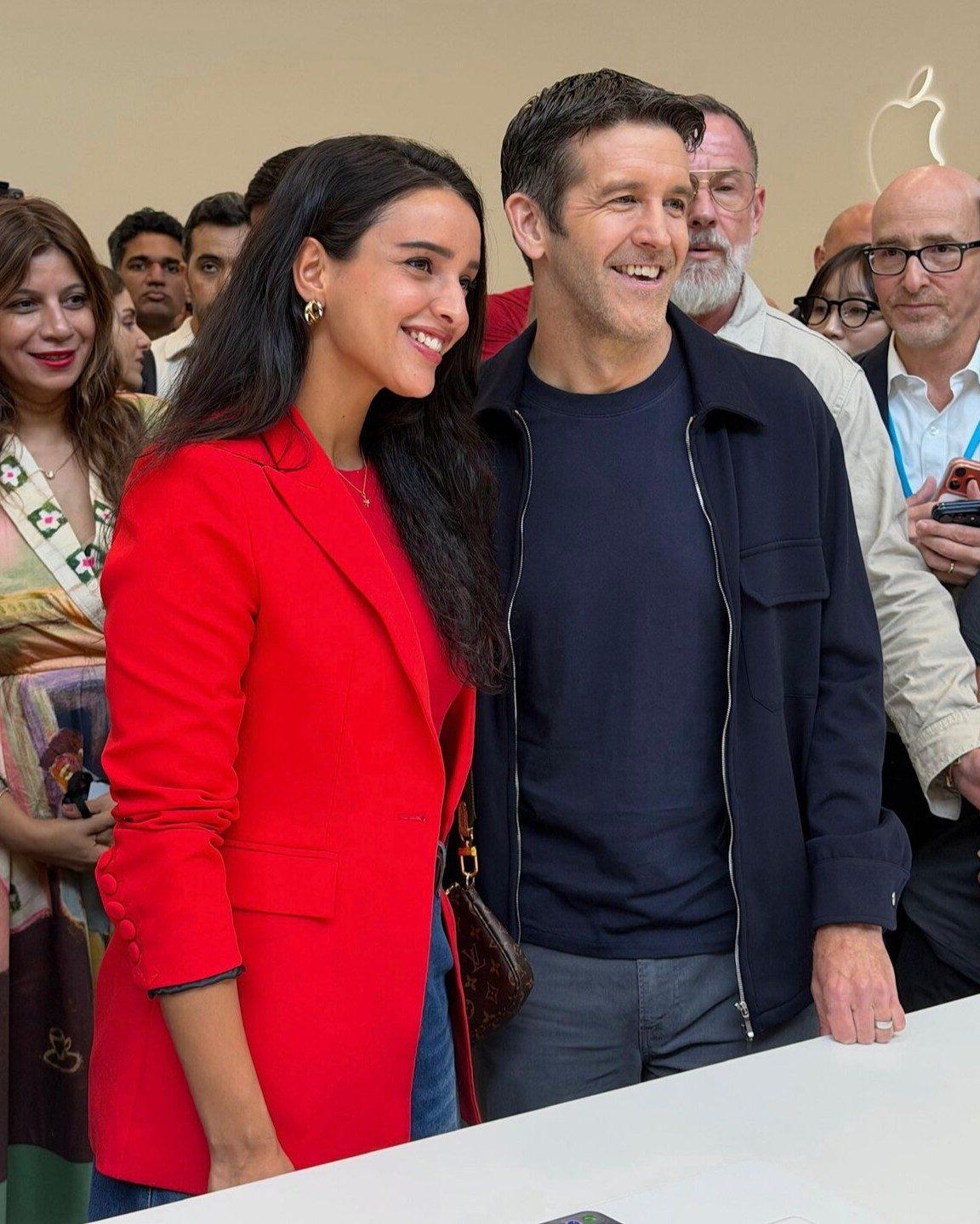 Triptii Dimri poses alongside Apple CEO John Ternus at the event, sharing a warm and stylish moment. Triptii Dimri poses alongside Apple CEO John Ternus at the event, sharing a warm and stylish moment.