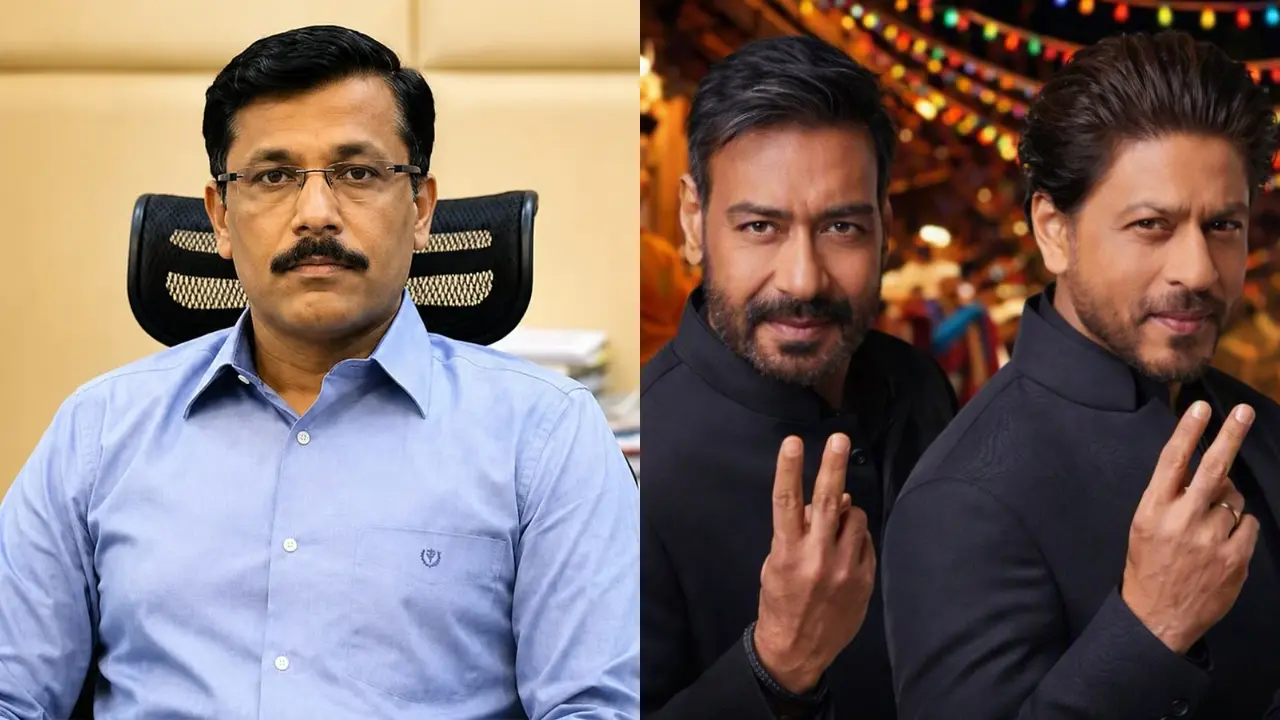 Tukaram Mundhe calls Shah Rukh Khan, Ajay Devgn, Tiger Shroff 'violators of law' Tukaram Mundhe; Ajay Devgn and Shah Rukh Khan in ad. Pics via X