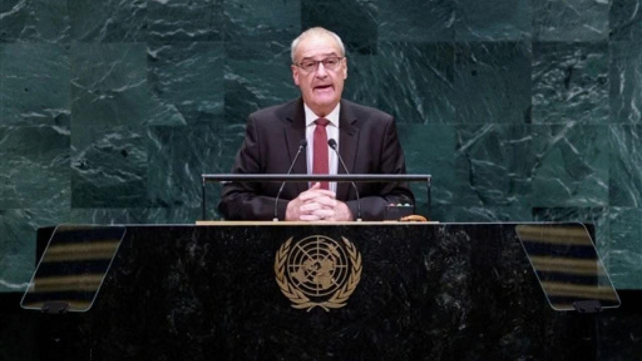 Switzerland's President Guy Parmelin speaks during the 81st United Nations General Assembly at the United Nations Headquarters in New York, on September 22, 2026 Switzerland's President Guy Parmelin speaks during the 81st United Nations General Assembly at the United Nations Headquarters in New York, on September 22, 2026
