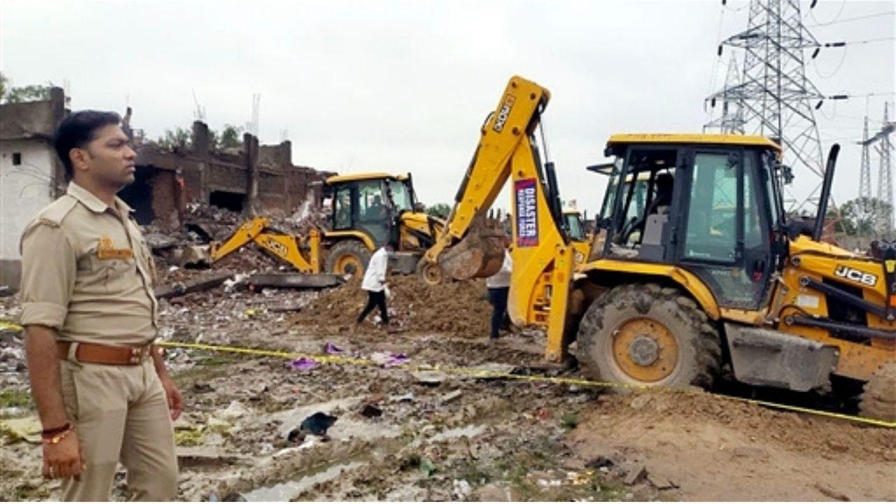 Rescue and clearance operations continue at the blast site in Kaushambi as teams search through debris for possible survivors Rescue and clearance operations continue at the blast site in Kaushambi as teams search through debris for possible survivors