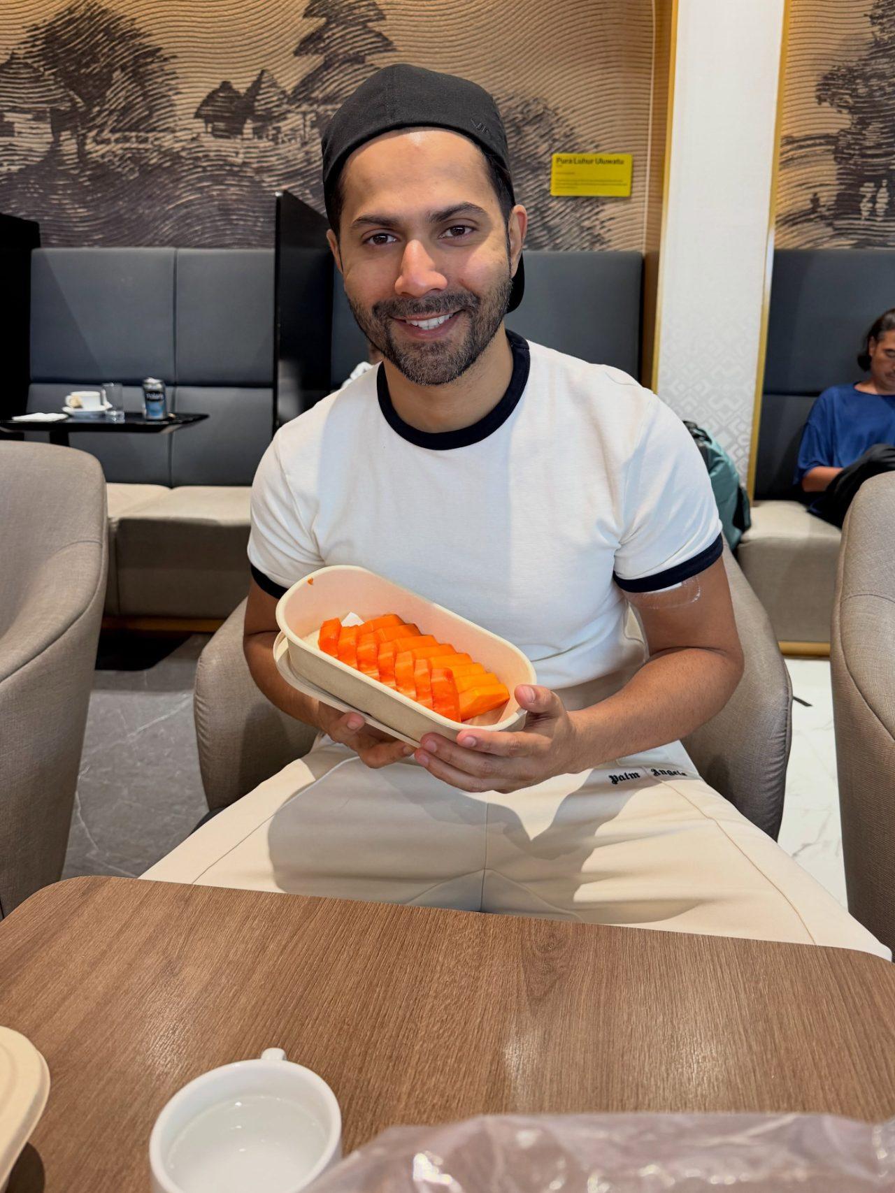 Dhawan poses with a healthy meal during his Singapore getaway, making sure to stay on track with his fitness routine while enjoying his time off. Dhawan poses with a healthy meal during his Singapore getaway, making sure to stay on track with his fitness routine while enjoying his time off.