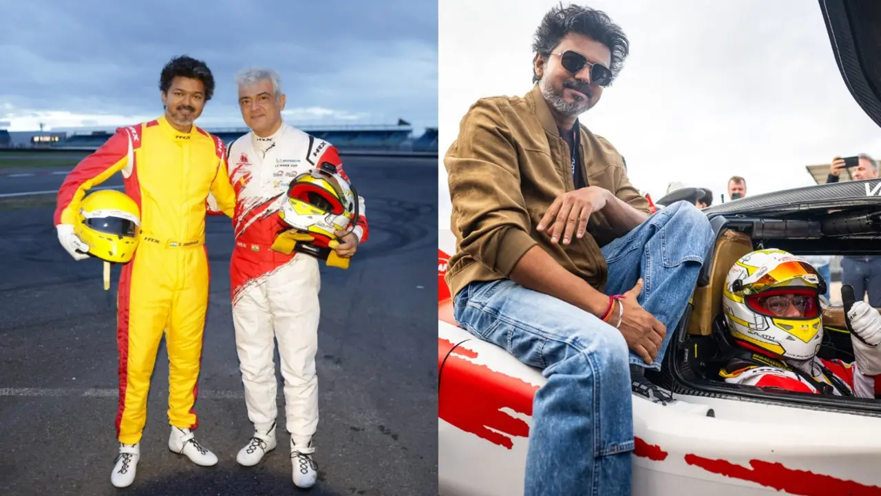 Vijay and Ajith at Silverstone. Pics via X