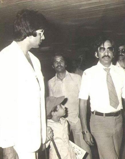 Abhishek Bachchan with father Amitabh Bachchan at a film event.