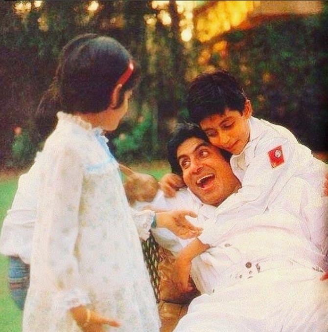 Abhishek Bachchan posted this picture on Father's Day. A young Abhishek is seen clinging on to his dad affectionately, while the latter is seen laughing merrily. Isn't it adorable?