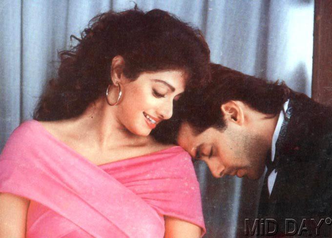 Salman Khan and Sridevi in a still from their film Chandra Mukhi (1993). They also starred in Chaand Ka Tukdaa, which released in 1994.