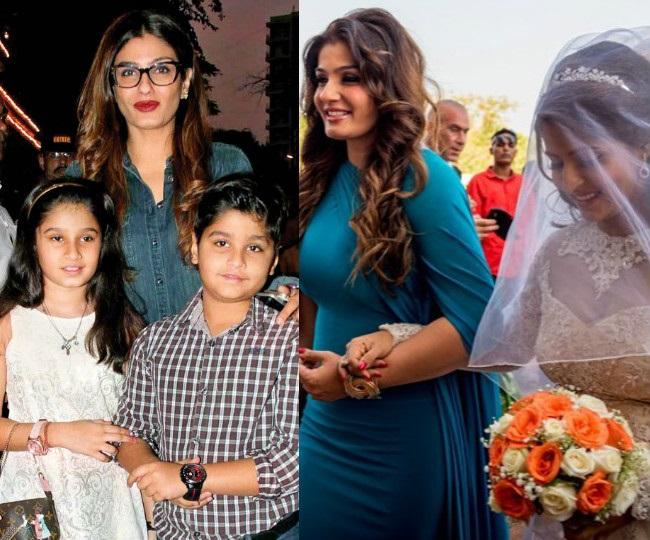 Raveena Tandon: Though currently married to Anil Thadani, in 1995, she adopted two girls at age 19, named Pooja and Chhaya, who were 11 and 8 years old respectively. Now she has turned grandmother to older daughter Pooja's children. After tying the knot with film distributor Anil Thadani in 2004, Raveena became a mother to a daughter Rasha and son Ranbir Vardhan.