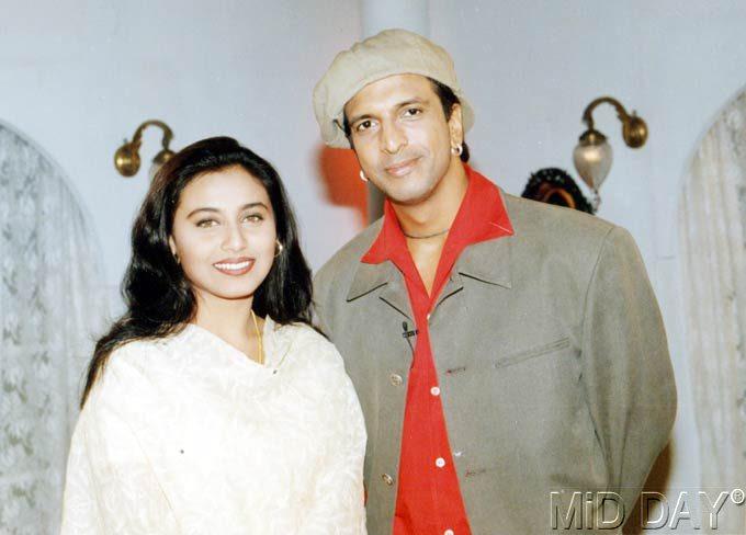 Rani Mukerji clicked with Javed Jaffrey during one of her film promotions.