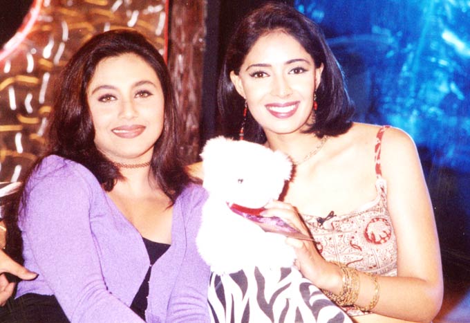Rani Mukerji with former television personality Ruby Bhatia on the sets of the latter's chat show.
