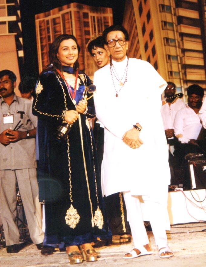 Rani Mukerji with late Shiv Sena supremo Bal Thackeray at an event.