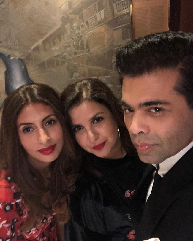 Farah Khan also shares a good rapport with filmmaker Karan Johar. Not only this, the duo's friendship is as thick as thieves and both have a blast whenever they meet. In picture: Farah Khan with Karan Johar and Amitabh Bachchan's daughter Shweta Bachchan Nanda at a party.