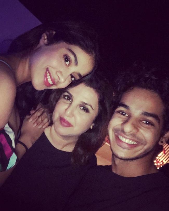 A sociology student from St. Xavier's College, but when Michael Jackson's Thriller was telecast, Farah was inspired to take choreography as her career option. She learned to dance basically on her own, and also set up a dance group.   In picture: Farah Khan poses with Janhvi Kapoor and Ishaan Khattar, who she choreographed in Dhadak.