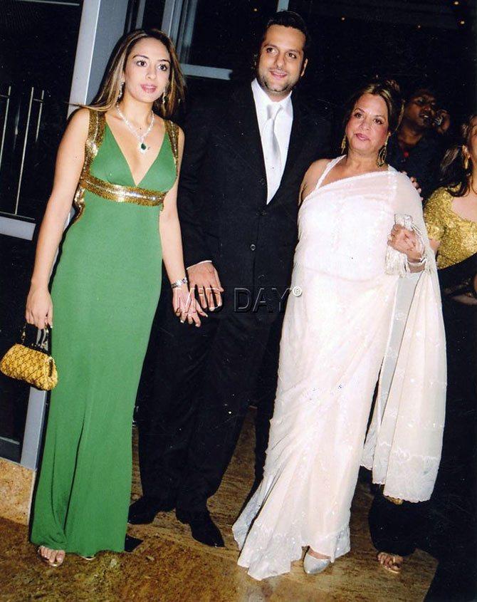 In picture: Fardeen with wife Natasha Madhwani and his mother Sundari Khan.