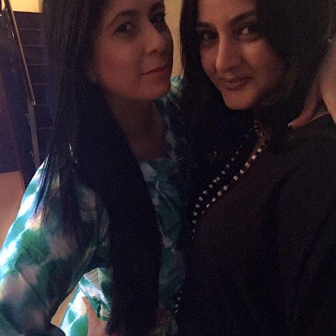 Farha Naaz poses for a picture with her friend.