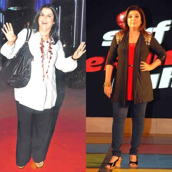 Farah Khan: Farah Khan looks distinctly slimmer and fitter (right) than she was a few years ago.