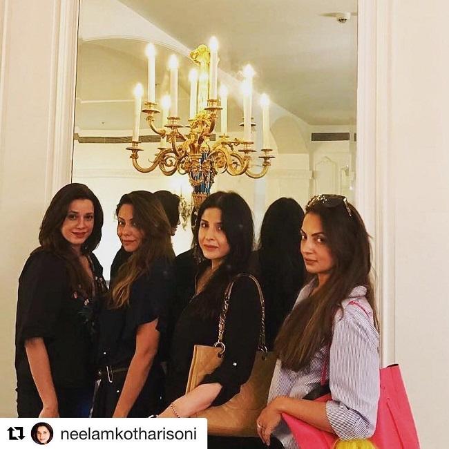 Former actress-turned-jewellery-designer Neelam Kothari is close friends with Shah Rukh Khan's wife Gauri Khan and Seema Khan. This image was taken during Gauri's store launch where both turned up to offer her their support.