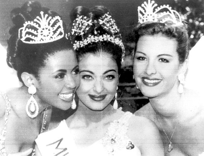 Aishwarya Rai Bachchan after being crowned Miss World 1994. Ash was the second Indian to win the crown, Reita Faria being the first. She won the title in 1966.