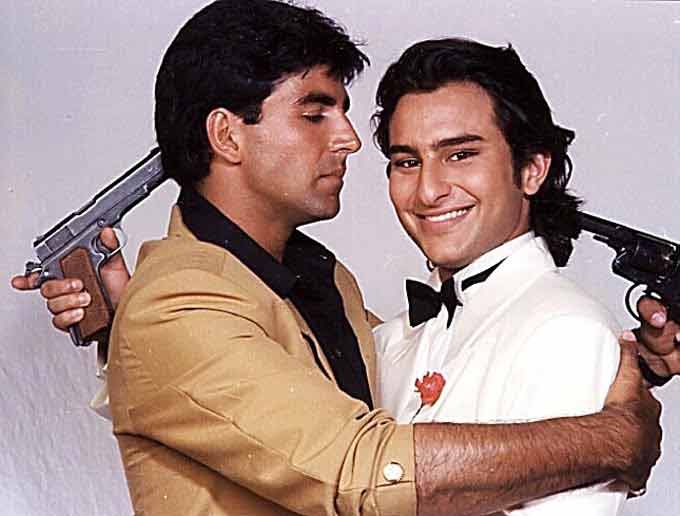Saif and Akshay Kumar briefly flourished as a hit jodi in the 90s. Their successful movies together include Yeh Dillagi (1994) and Main Khiladi Tu Anari (1994). Their other films like Tu Chor Main Sipahi (1996) and Keemat (1998) did not do as well. Talking about him as an actor, he said, 'I think I will be a better actor in English because I'll know when I'm lying whereas in Hindi I've never said to a girl 'aapki aakhein itni khoobsoorat hai' (your eyes are so beautiful) so I don't know whether that sounds genuine or not, I'm not used to saying that'