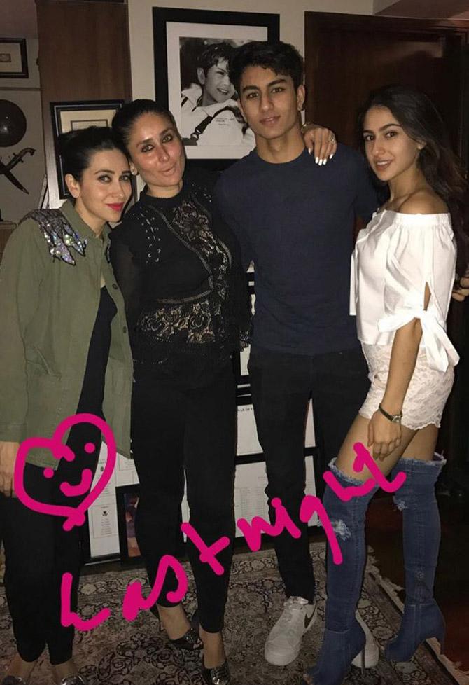 Karisma Kapoor, Kareena Kapoor Khan, Ibrahim Ali Khan and Sara Ali Khan often party together. Kareena has time and again mentioned that they share a friendly bond with each other.