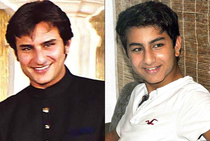 Just like his grandfather, Mansoor Ali Khan Pataudi, who was a former captain of the Indian national cricket team, and Iftikhar Ali Khan, his great grandfather, Ibrahim Ali Khan too loves playing cricket. He has been often spotted while practising the sport in Bandra's popular playground. Pictured: Don't Saif Ali Khan and son Ibrahim look like doppelgangers in this picture?