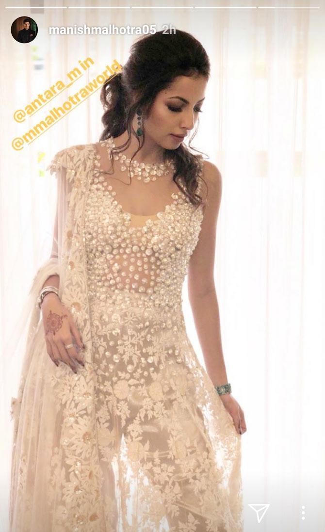 Mohit Marwah's wife Antara makes a stuns in Manish Malhotra label in Chikankari with pearl artwork