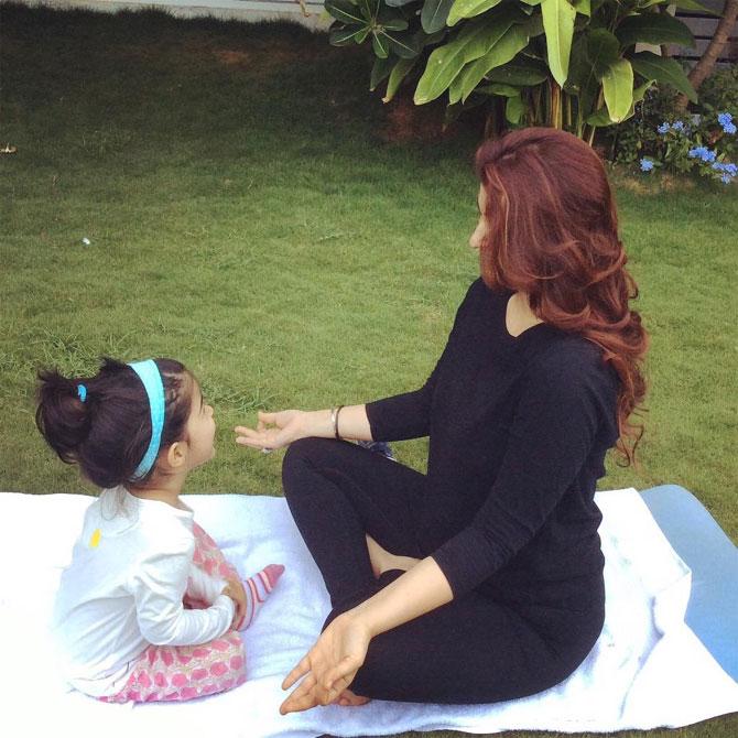 Bollywood actress-turned-columnist and interior designer Twinkle Khanna shared this adorable picture of her daughter Nitara practising yoga with her. Known for her wit and sense of humour, Twinkle Khanna warned the yoga guru Baba Ramdev of competition from her little one. She tweeted, 'Baba Ramdev you have some tough competition coming your way as Baby Nitara learns all the moves #YogaFilledLife.