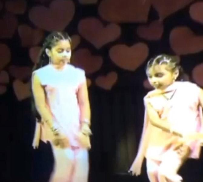 Here's a look at some candid pictures of Janhvi Kapoor before she became a star! Pictured: This one is a snapshot from a childhood video Janhvi Kapoor posted of herself dancing with a friend at an event.
