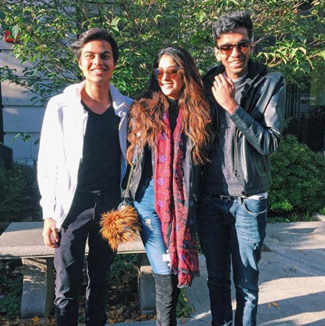 Janhvi Kapoor with friends Akshat Rajan (left) and Ansh.