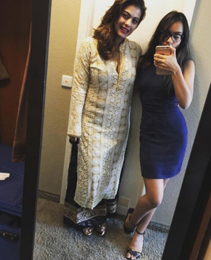Kajol poses for a selfie with daughter Nysa, who is quite a sensation on social media. Recently, Kajol even responded to speculations of her daughter Nysa making a Hindi film debut. 'She (Nysa Devgn) is just 16 years old. I think you (media and people) can give her a break and some space. Recently, she celebrated her 16th birthday. Right now, she is studying in 10th Standard and she is preparing for her board exams,' said Kajol