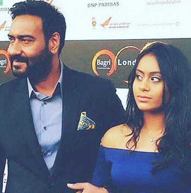 Kajol's daughter Nysa made her red carpet debut with father Ajay Devgn at London Indian Film Festival (LIFF) in 2016. This picture was clicked at the event