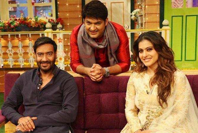 Kapil Sharma with Bollywood's power couple Ajay Devgn and Kajol during the promotions of Shivaay. He captioned the picture, 'My favourite #AjayDevgan and #Kajol celebrating Diwali with us on #TKSS. :))) keep laughing - HAPPY DIWALI [sic]'.