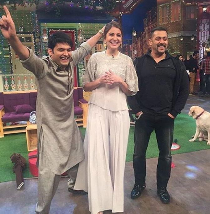 Kapil Sharma with Salman Khan and Anushka Sharma during the promotions of 'Sultan'.